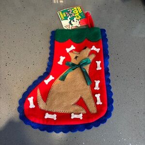 Vintage dog with bones felt Christmas stocking